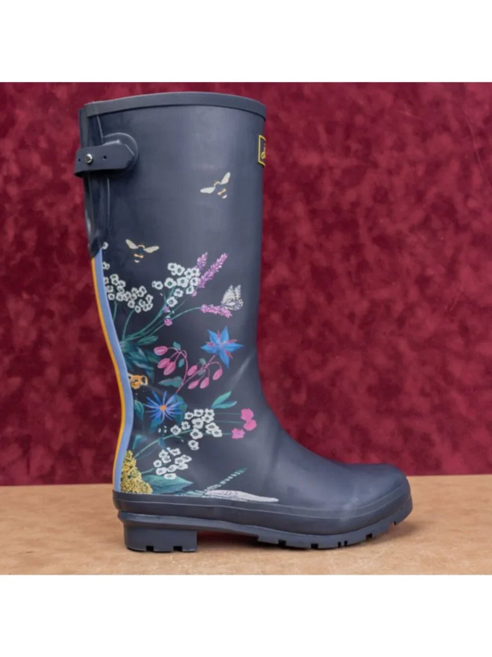 Joules Women Floral Navy Blue Festival Wellies Rain Rubber Boots 11US EUR43